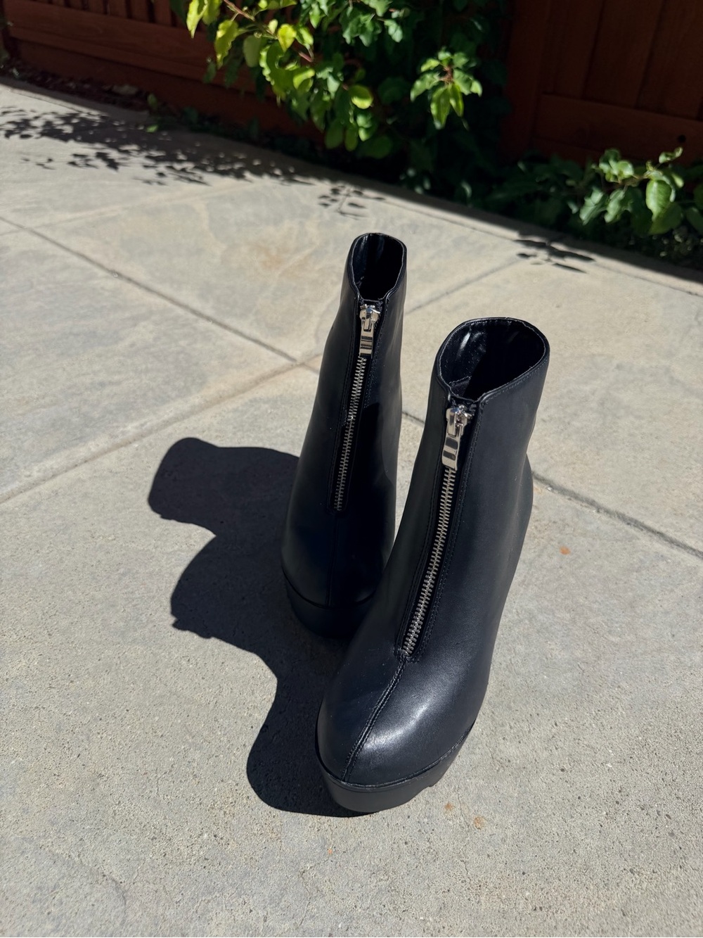 Platform Ankle Boots Chunky Lug Sole Zip Up Size 6